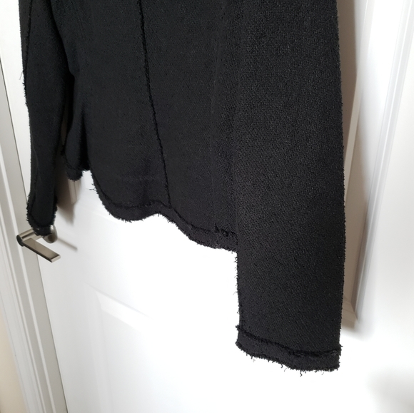 Theory Black Fringe Tweed Jacket Sz M - Picture 11 of 11